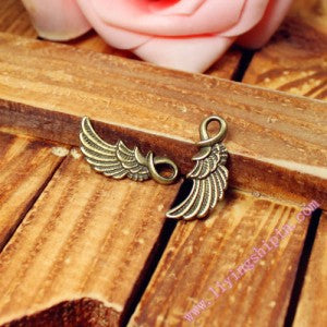 Alloy Feather Wing Charm Pendant 24x10mm