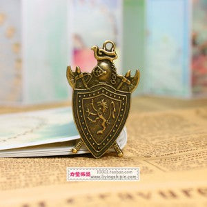 Shield Badge Alloy Charm Pendant 44.5x27.5mm