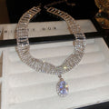 Elegant Rhinestone Zircon Geometric Teardrop Pendant Choker Necklace For Women view 4