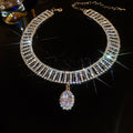 Elegant Rhinestone Zircon Geometric Teardrop Pendant Choker Necklace For Women view 2