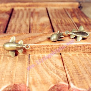 3D Four-Wing Dolphin Airplane Alloy Charm Pendant 23x18mm