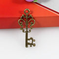 Vintage Hollow Flower Key Charm Pendant 35x15mm