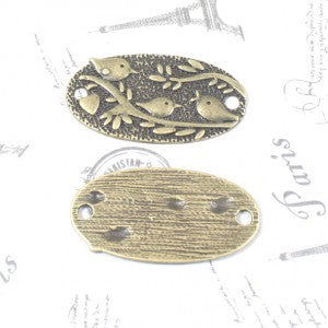 37x19mm Oval Bird and Flower Alloy Charm Pendant