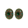 Vintage Court Style Alloy Emerald Rhinestone Oval Geometric Stud Earrings For Women view 5