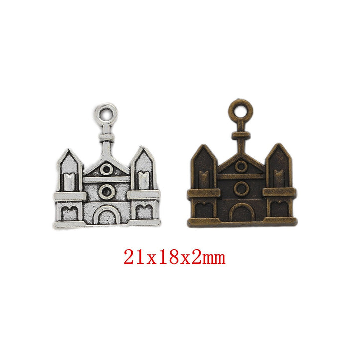 Zinc Alloy Castle Charm Pendant No.276495 for DIY Necklace Bracelet Jewelry Making