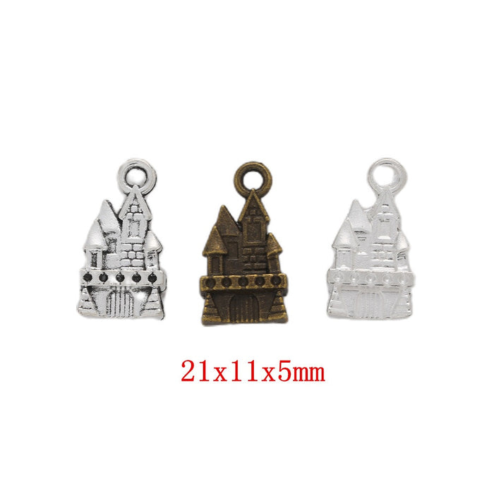 Zinc Alloy Castle Charm Pendant for DIY Necklace Bracelet Jewelry Making