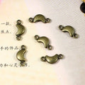 Crescent Moon Double Loop Metal Connector Charms in Three Finishes view 3