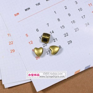 8.5x8mm Heart Large Hole Alloy Bead