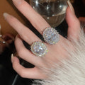 Gold Plated Zircon Oval Open Ring Vintage Palace Style Light Luxury Fashion Jewelry view 3