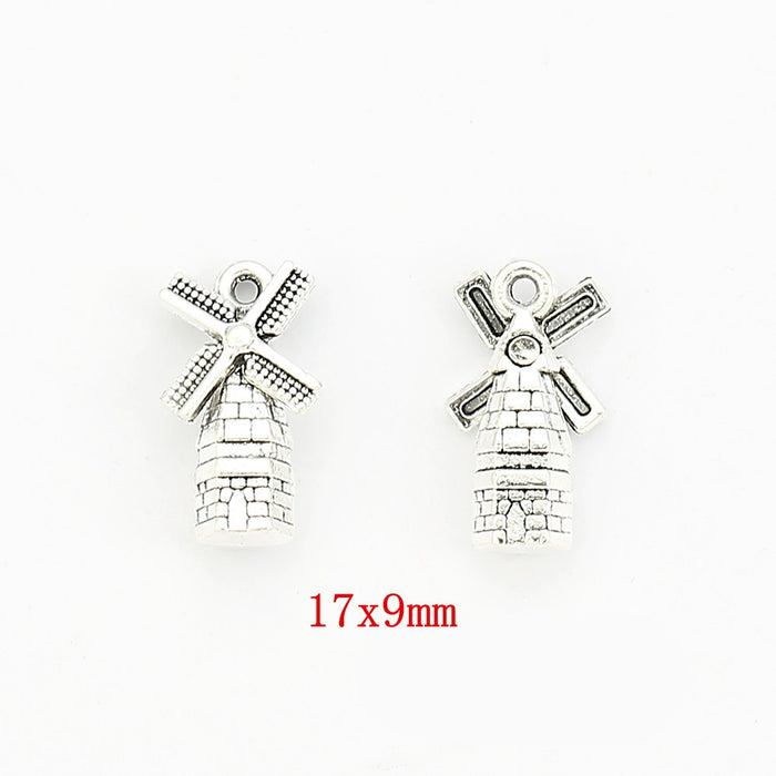 Antique Silver Zinc Alloy Windmill Charm Pendant for DIY Necklace Bracelet Jewelry Making