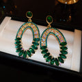 Rhinestone Geometric Oval French Court Style Chic Silver Needle Drop Earrings, Elegant High-End Fashion Jewelry view 1