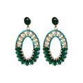 Rhinestone Geometric Oval French Court Style Chic Silver Needle Drop Earrings, Elegant High-End Fashion Jewelry view 5