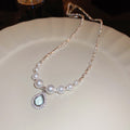 Light Luxury French Teardrop Faux Pearl Zircon Necklace Hepburn Style Clavicle Choker view 4