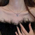 Light Luxury French Teardrop Faux Pearl Zircon Necklace Hepburn Style Clavicle Choker view 3