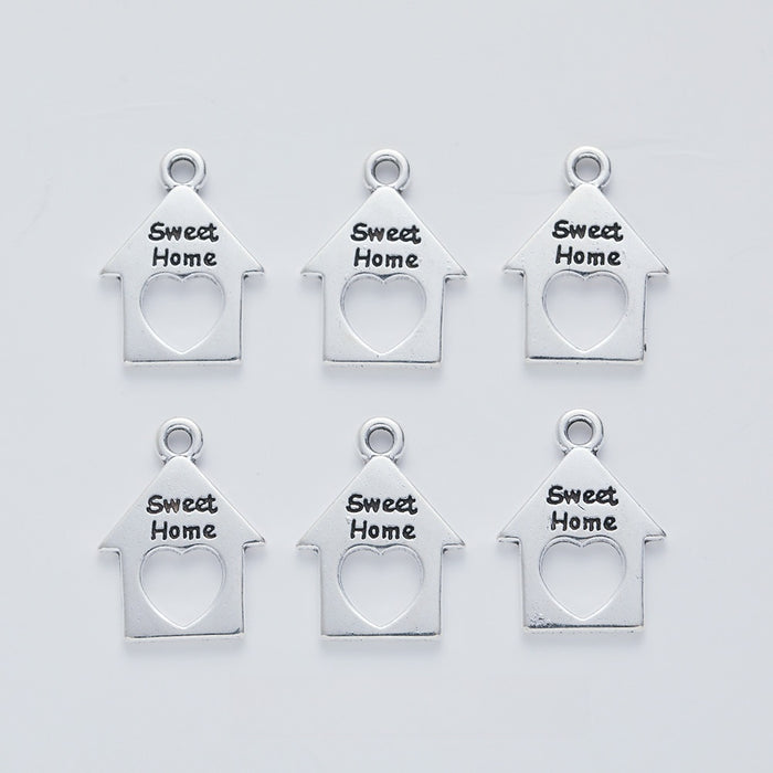 Antique Silver Zinc Alloy House Charm Pendant for DIY Necklace Bracelet Jewelry Making