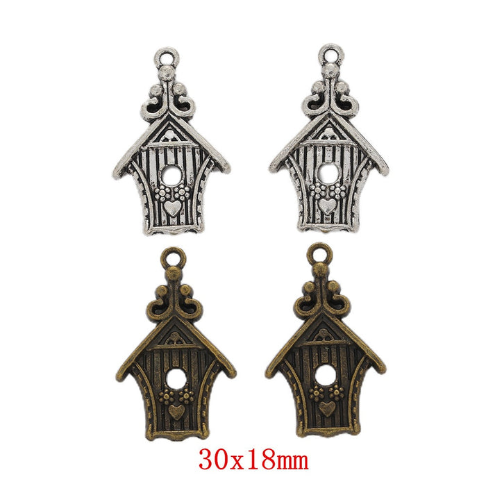 Zinc Alloy Birdhouse Charm Pendant for DIY Necklace Bracelet Jewelry Making