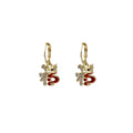 Luxury Chinese Zodiac Dragon Year Red Enamel Rhinestone Gold Alloy Hoop Stud Drop Earrings view 5