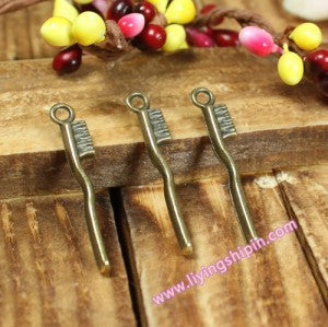 29x6mm 3D Alloy Toothbrush Charm Pendant