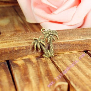 Vintage Alloy Coconut Palm Tree Charm Pendant 20x19mm