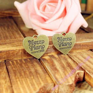 23x21mm Double-Sided Alloy Heart Charm Pendant