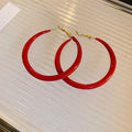 Chic Red Enamel Alloy Hoop Earrings With Silver Pin Geometric Round Light Luxury Jewelry view 4