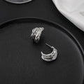 Elegant Irregular Woven Metal C Shape Stud Hoop Earrings For Women, Geometric Alloy Earrings view 3