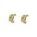 Elegant Irregular Woven Metal C Shape Stud Hoop Earrings For Women, Geometric Alloy Earrings view 5