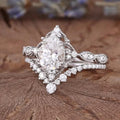 European Couple Matching Ring Set For Women, Teardrop Lace Crown Stackable Finger Jewelry view 2
