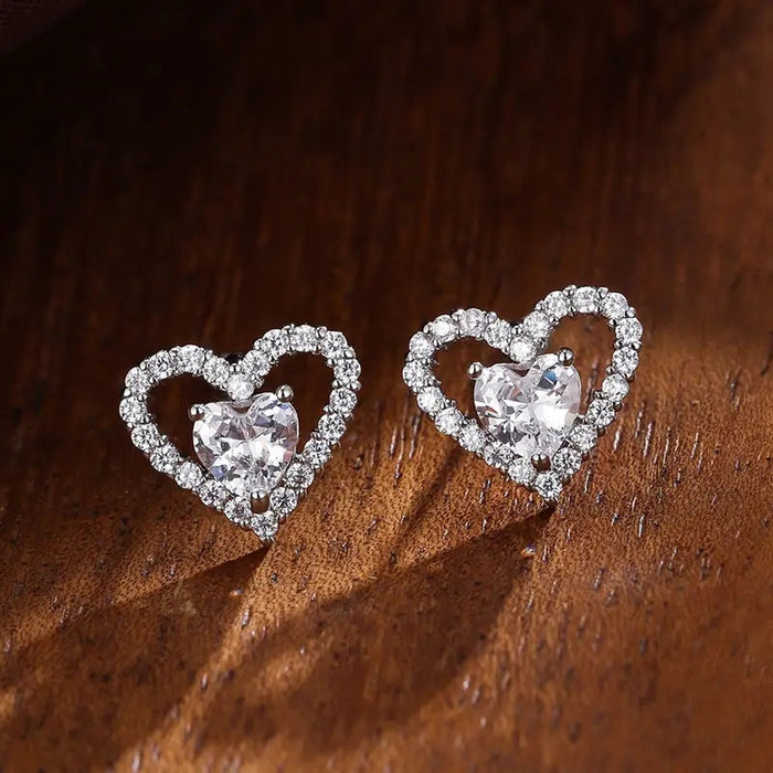 Valentine Gift Box Heart Stud Earrings Fashion Commuter Birthday Gift Jewelry For Women