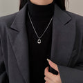 Minimalist Hollow Geometric Line Alloy Pendant Necklace Versatile Clavicle Chain view 1