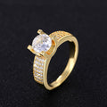Vintage Four Prong Simulated Zircon Micro Pave Ring For Women Luxury Fashion Adjustable Finger Ring view 2