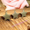 Plain Five Point Star Antique Tone Alloy Jewelry Making Component in 3 Finishes view 1