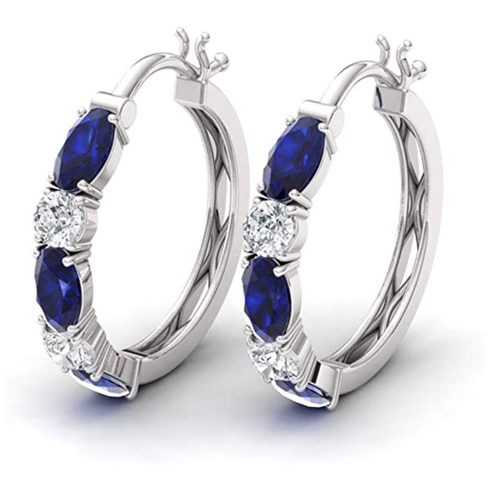 European Fashion Blue Sapphire Copper Ear Cuff Earrings For Women, Direct Jewelry