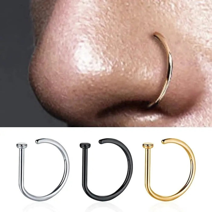 Unisex Sexy D Shape Nose Ring Punk Piercing Jewelry Multi Use Nose Hoop For Men And Women