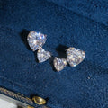 Sparkling Double Heart Cubic Zirconia Stud Earrings, Sweet Inlaid Heart Jewelry For Women view 2