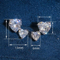 Sparkling Double Heart Cubic Zirconia Stud Earrings, Sweet Inlaid Heart Jewelry For Women view 4