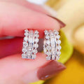 French Light Luxury Zircon Ear Cuff Earrings For Women, Hollow Sparkling Minimalist Design view 1