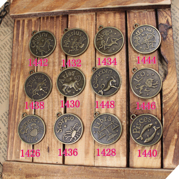 25mm Zodiac Cabochon Tray Charm Pendant Antique Bronze