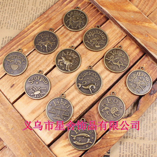 25mm Zodiac Cabochon Tray Charm Pendant Antique Bronze