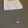 Stainless Steel Hollow Geometric Line Pendant Necklace Minimalist Metal Collarbone Jewelry view 2