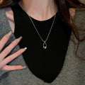 Stainless Steel Hollow Geometric Line Pendant Necklace Minimalist Metal Collarbone Jewelry view 3