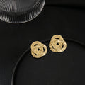 European Vintage Irregular Circle Stud Earrings With Metal Leaf Butterfly Geometric Square Design view 2