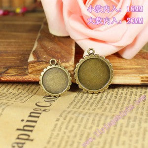 Antique Bronze Lace Edge Alloy Pendant Tray for DIY Jewelry