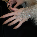 Luxury Alloy Rhinestone Multilayer Tassel Ring Bangle Geometric Hand Chain Jewelry view 3