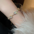 Real Gold Plated Zircon Geometric Adjustable Bangle Korean Light Luxury Bracelet view 4