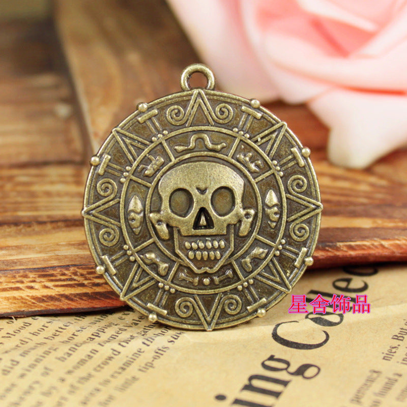 39mm Vintage Aztec Coin Pirate Style Charm Pendant