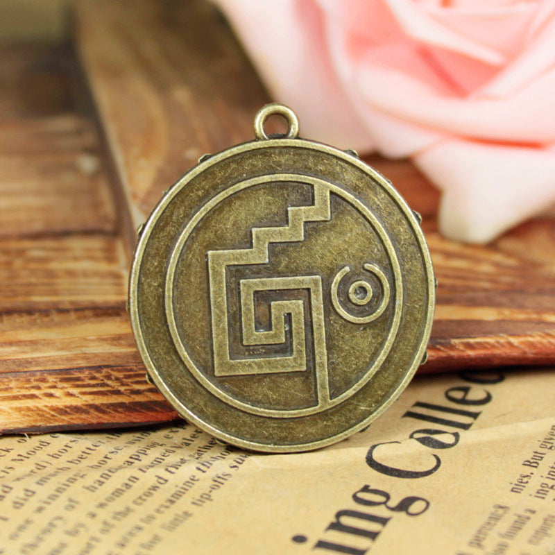 39mm Vintage Aztec Coin Pirate Style Charm Pendant