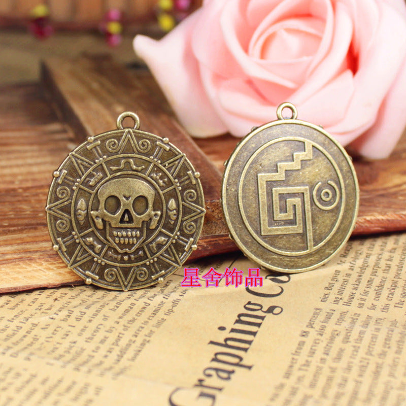 39mm Vintage Aztec Coin Pirate Style Charm Pendant