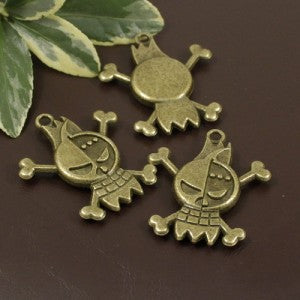 Alloy Skull Warrior Charm Pendant 35x30mm