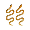 Rhinestone Snake Zodiac Metal Drop Earrings Long Silver Pin Animal Design Fashion OL Style view 5
